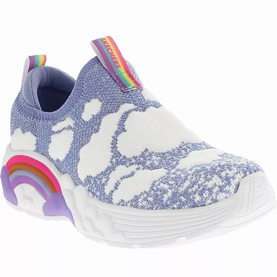 Girls Athletic Shoes * | Skechers Shoes Skechers Rainbow Racer Fluffy Dreamz Girls Running Shoes