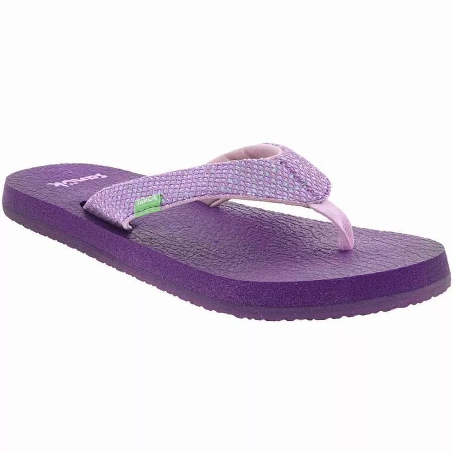 Girls Sandals * | Sanuk Shoes Sanuk Yoga Glitter Flip Flops Girls