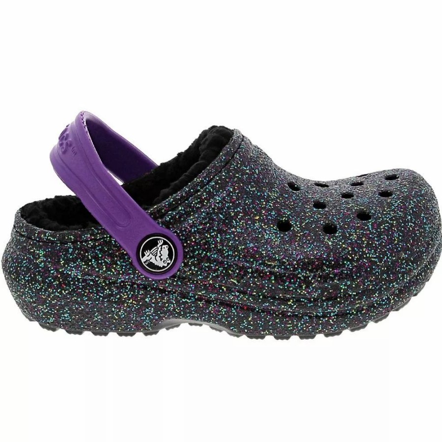 Girls Sandals * | Crocs Shoes Crocs Classic Glitter Lined Clogs Girls