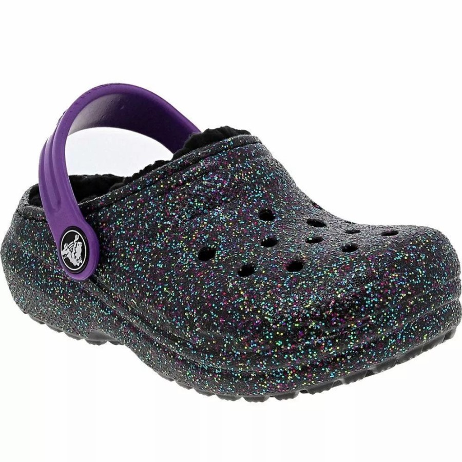 Girls Sandals * | Crocs Shoes Crocs Classic Glitter Lined Clogs Girls